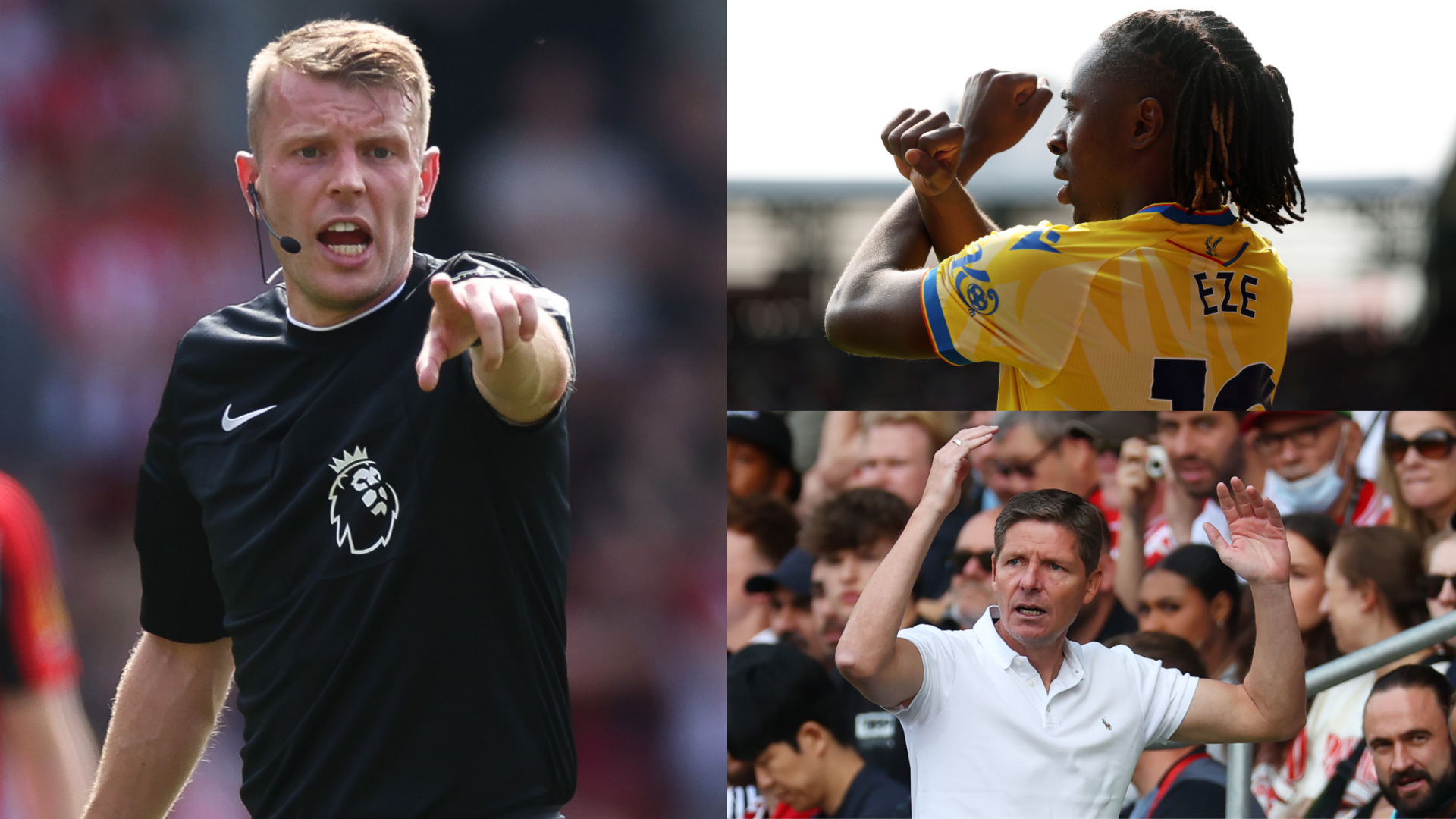 Crystal Palace manager confused by referee's decision to call out Eze's free-kick in Brentford defeat. 1