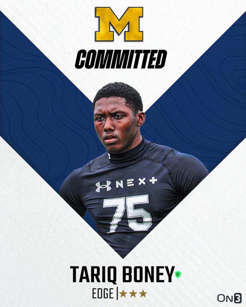 Michigan Wolverines Pull Off Blockbuster Recruiting Win, Secure Commitment from 5-Star Edge Defender Tariq Boney, Nation’s No. 1 Pass Rusher, in Major Boost to 2025 Class and Future Championship Aspirations 7
